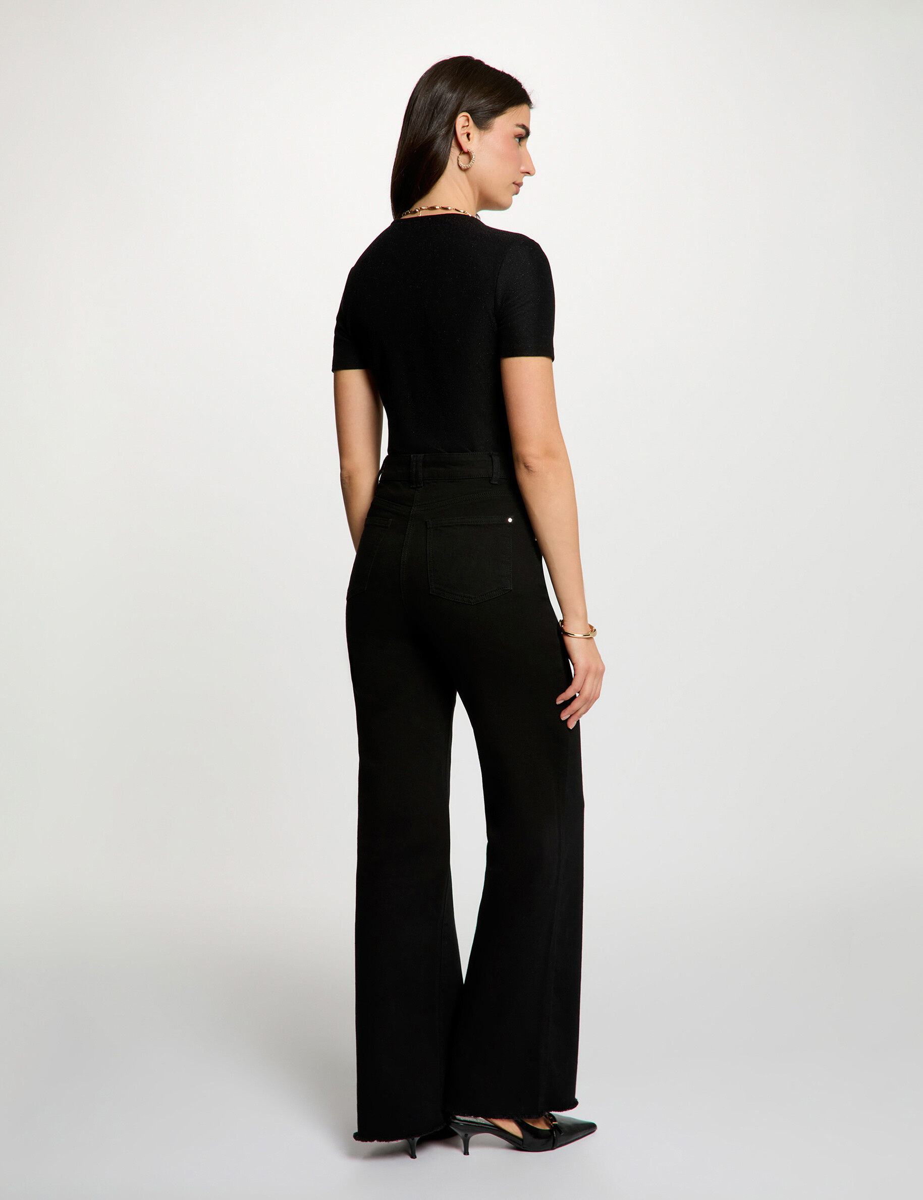 Fitted V-Neck T-Shirt Black Women