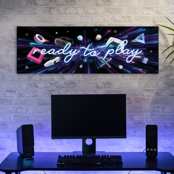 Feeby Obraz na płótnie, Napis ready to play 90x30
