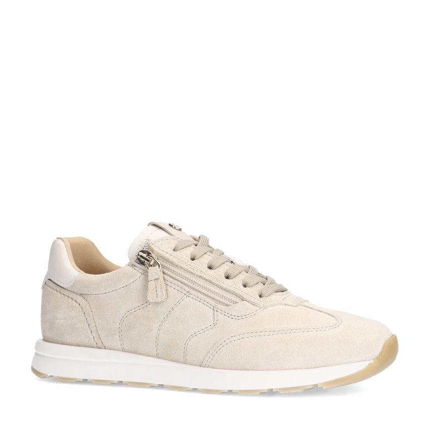 No Stress Beige suède sneakers met rits