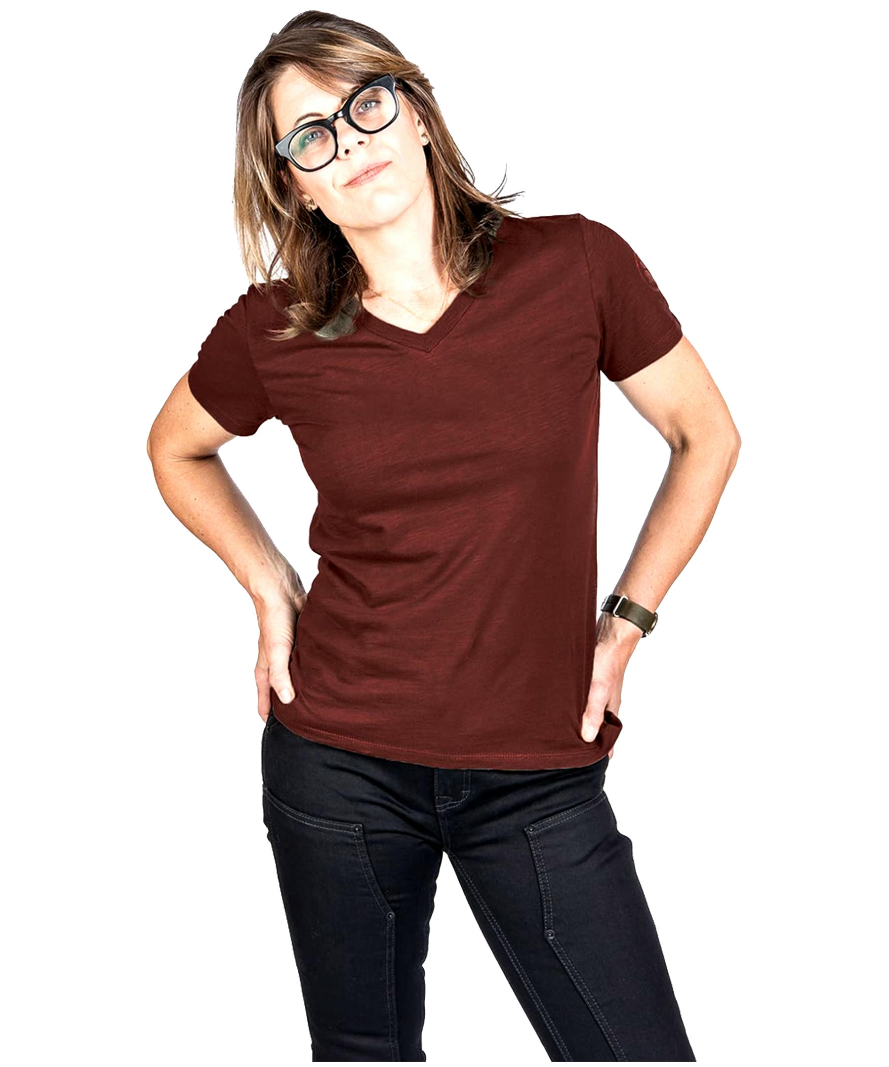 Dovetail Workwear Women's Solid V-Neck T Shirt