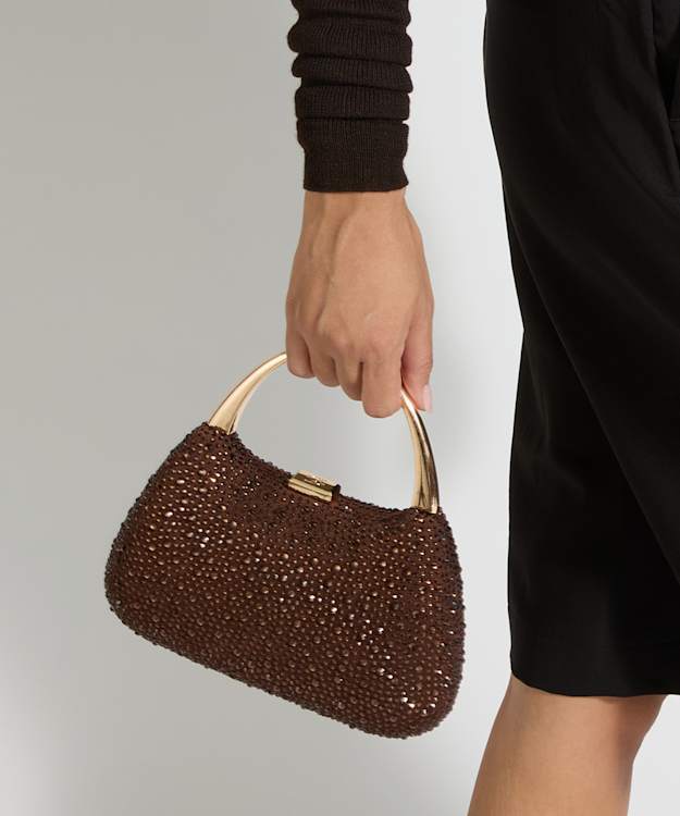 Beamings Bronze - Gold Handle Embellished Bag