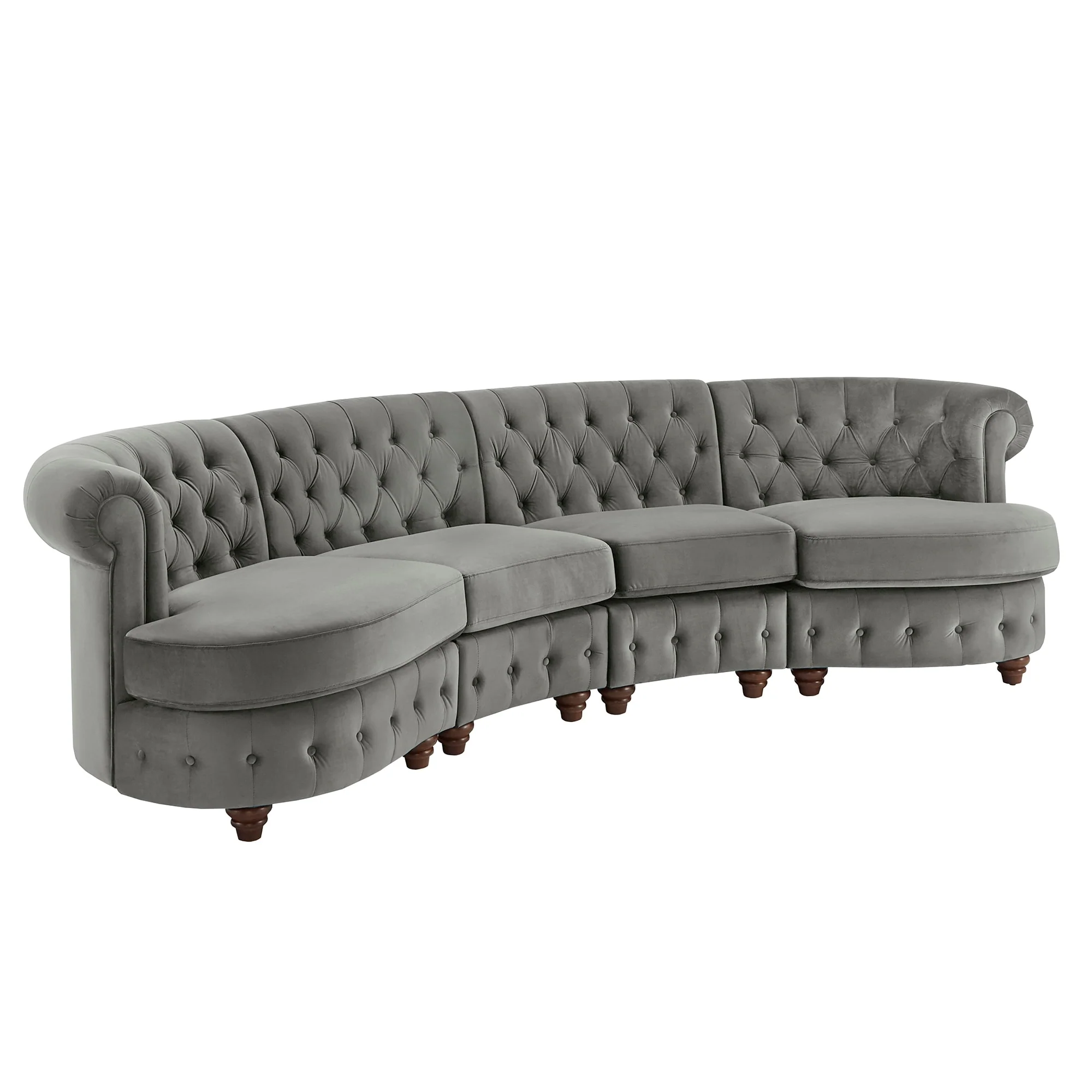 Morgan Velvet Scrolled 4-seat Curved Chesterfield Sofa by iNSPIRE Q Bold