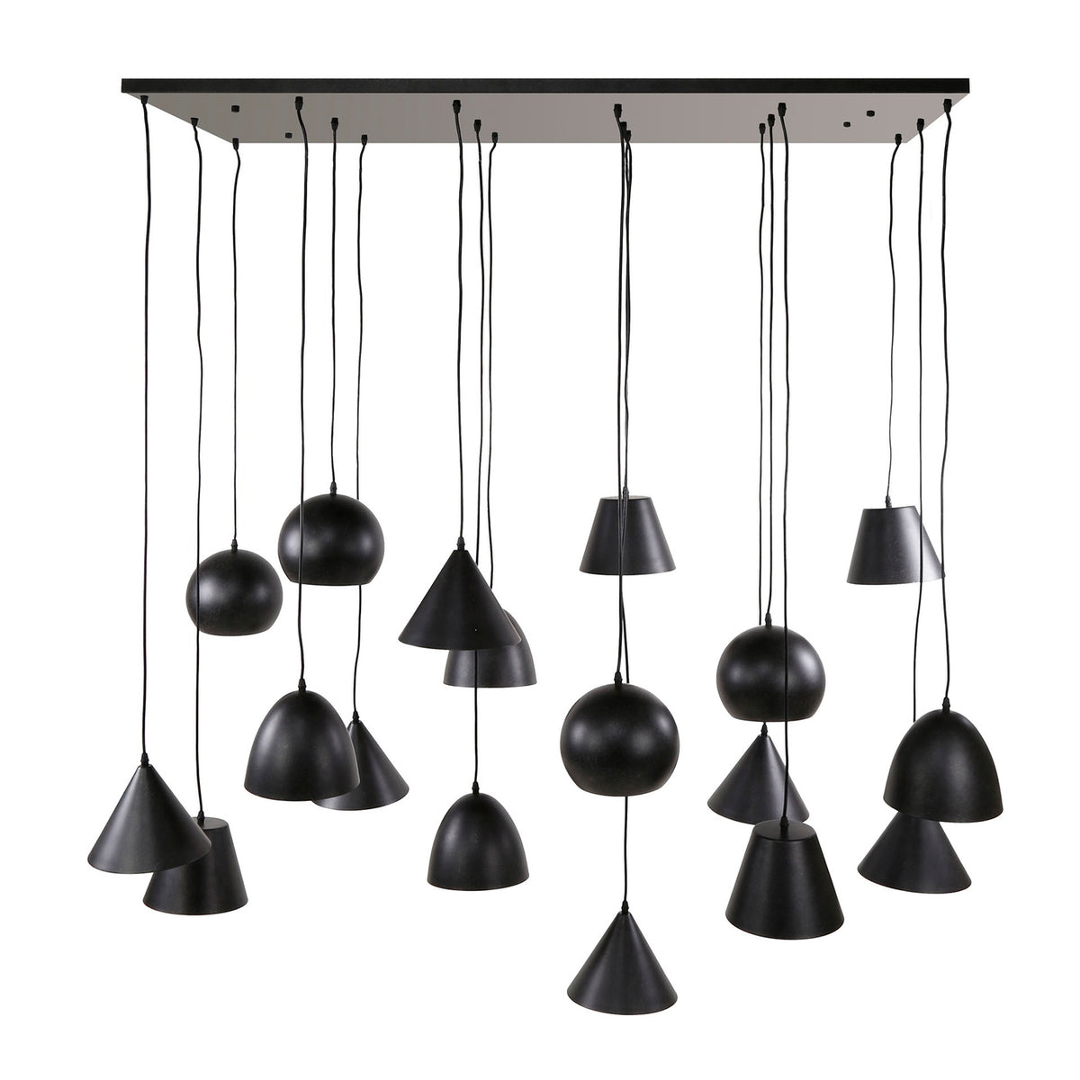 Giga Meubel Hanglamp XXL - Zwart Metaal - 18-Lichts - 145x60x150cm