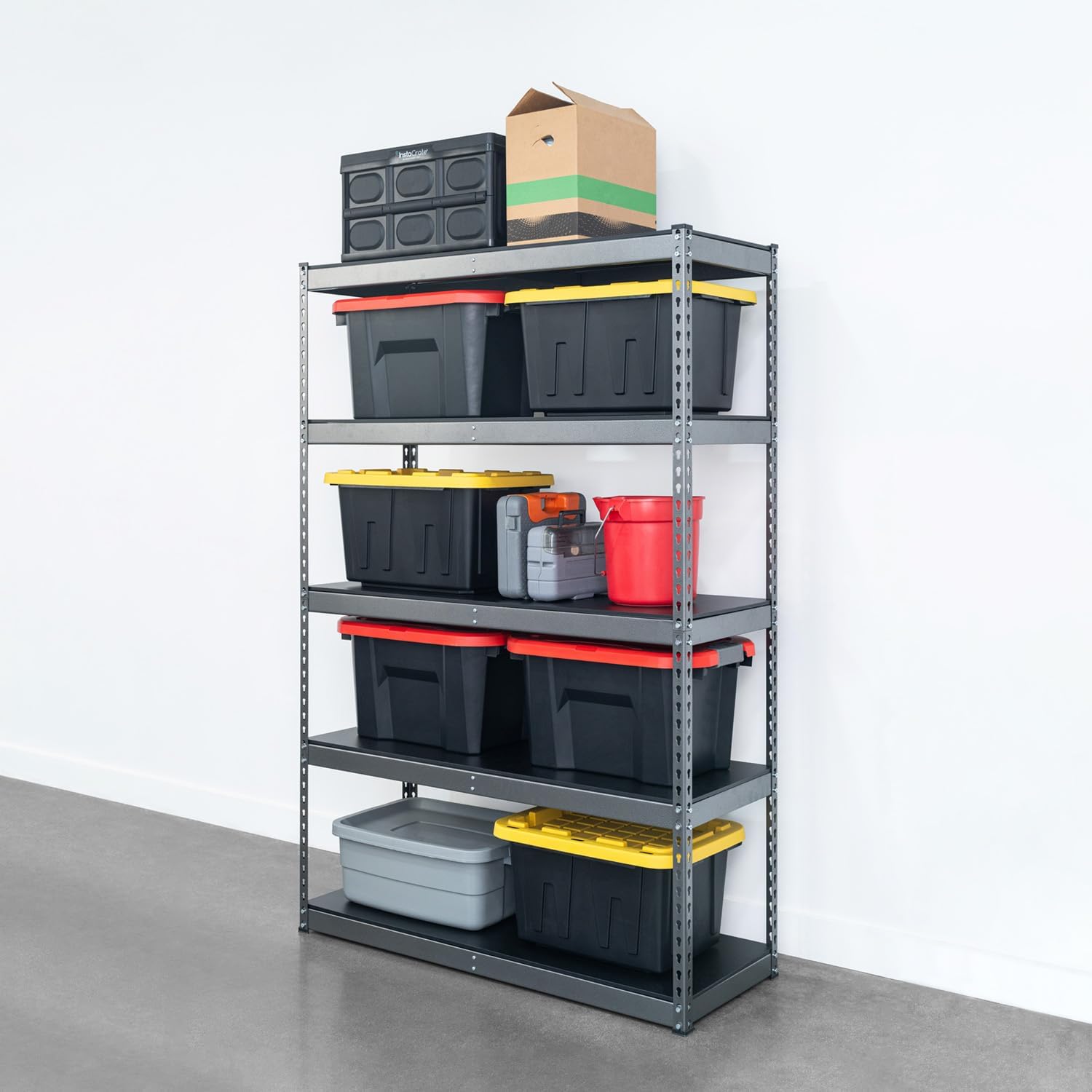 SafeRacks Modular Garage Shelving - 5 Tier Storage Shelves, Tall Metal Rack Shelves for Storage, Heavy Duty Steel Shelf Organizer for Garage, Or Kitchen Pantry (Hammertone, 18 x 48 x 72)