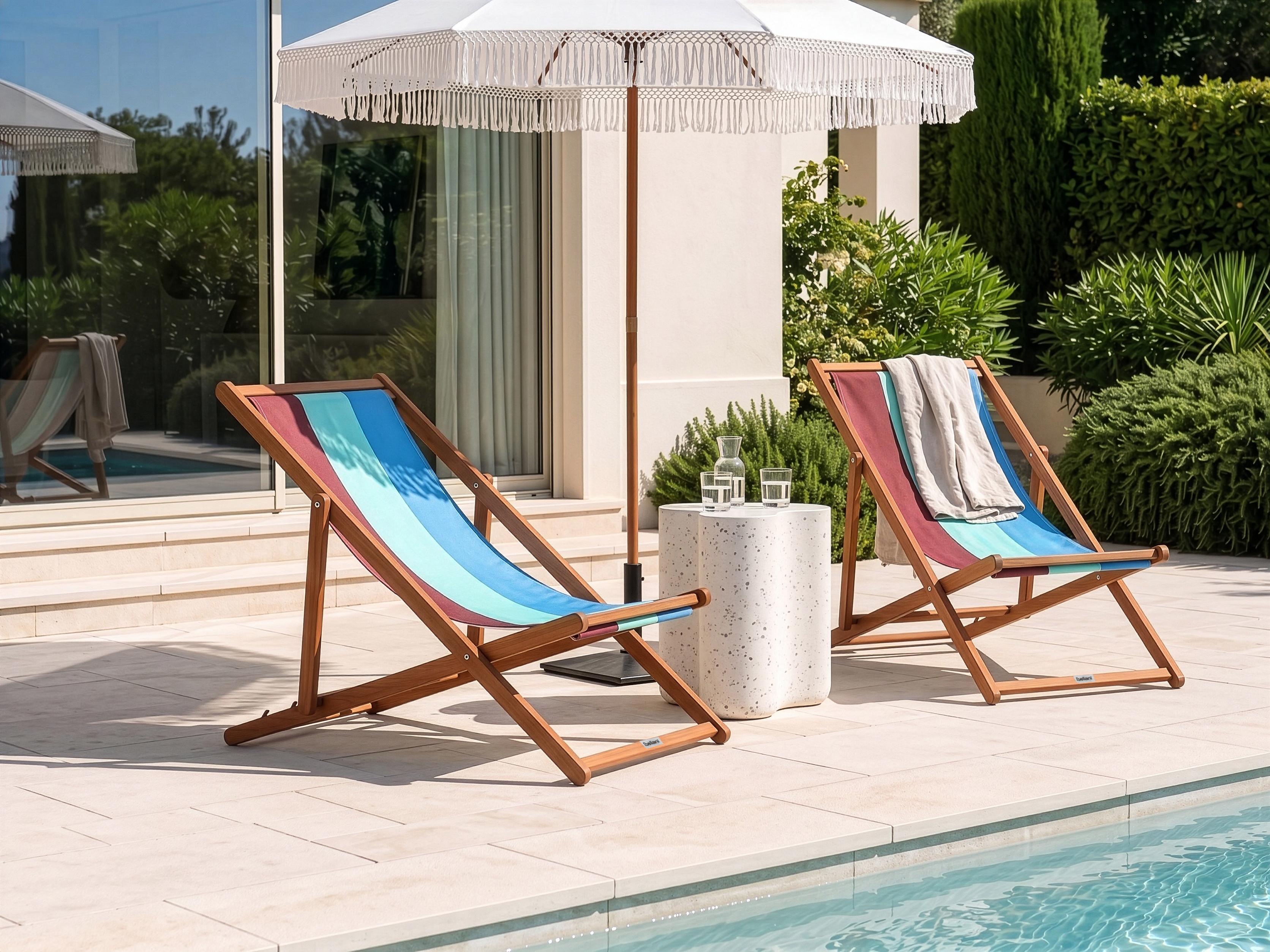 Set of 2 Sun Lounger Replacement Fabrics ANZIO/AVELLINO 113 x 44 cm Multicolour