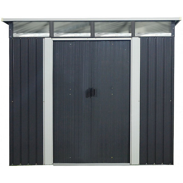 Abri de jardin métal Skylight 6,67m² anthracite avec fenêtres et kit d'ancrage