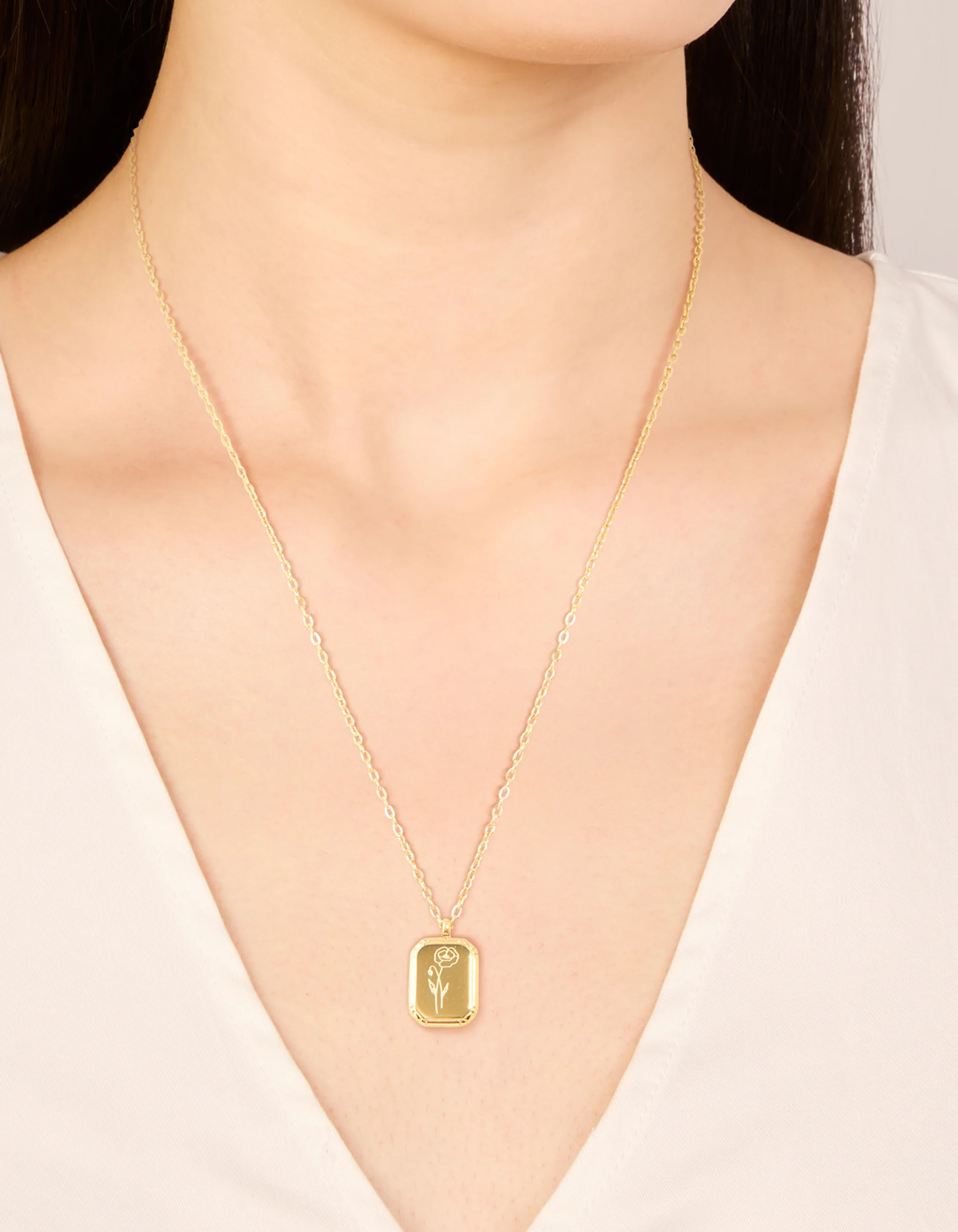 Waterproof Gold Plated Stainless Steel August Birth Flower Poppy Necklace
