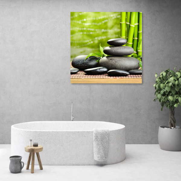 Feeby Obraz na płótnie, Kamienie liście zen 30x30