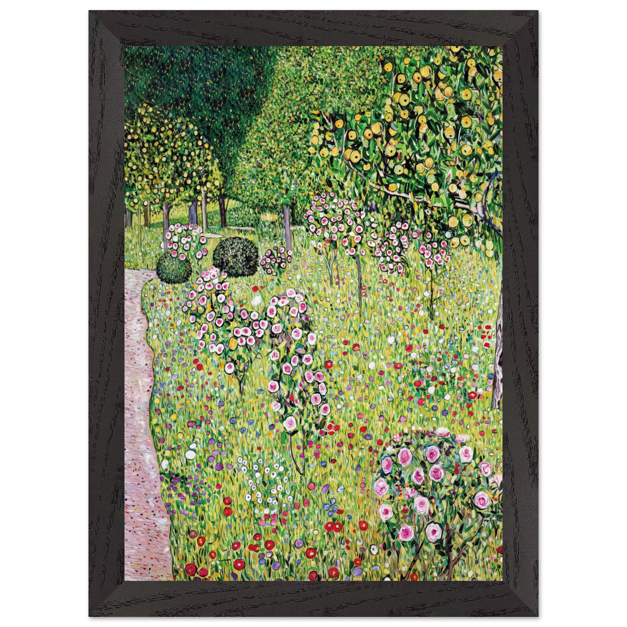 Artfulprints Poster met Lijst Gustav Klimt - Orchard with roses  - A4 21x29.7 cm - Groen