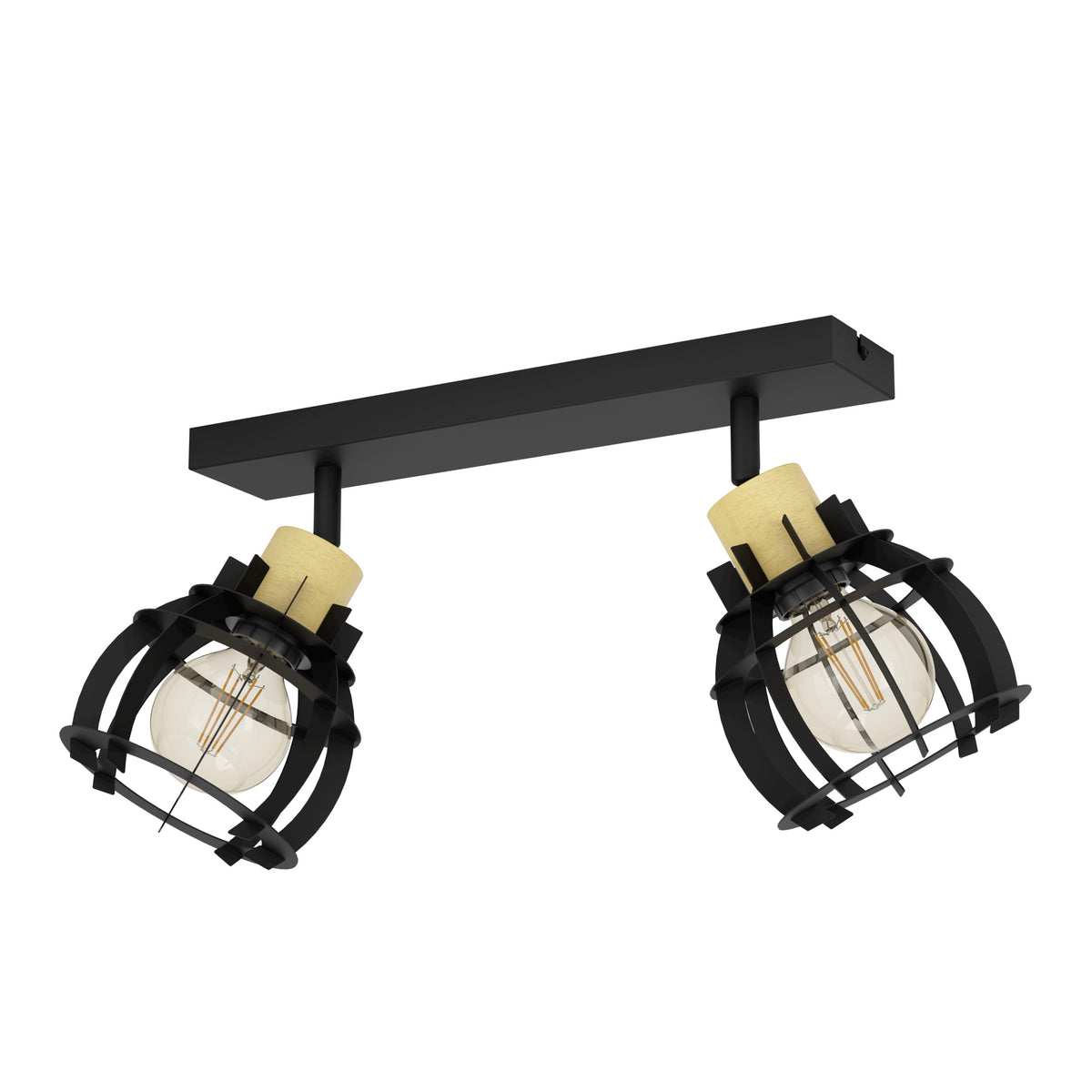 EGLO spot Stillington 1 - e27 - 42 cm - zwart/bruin - hout/staal