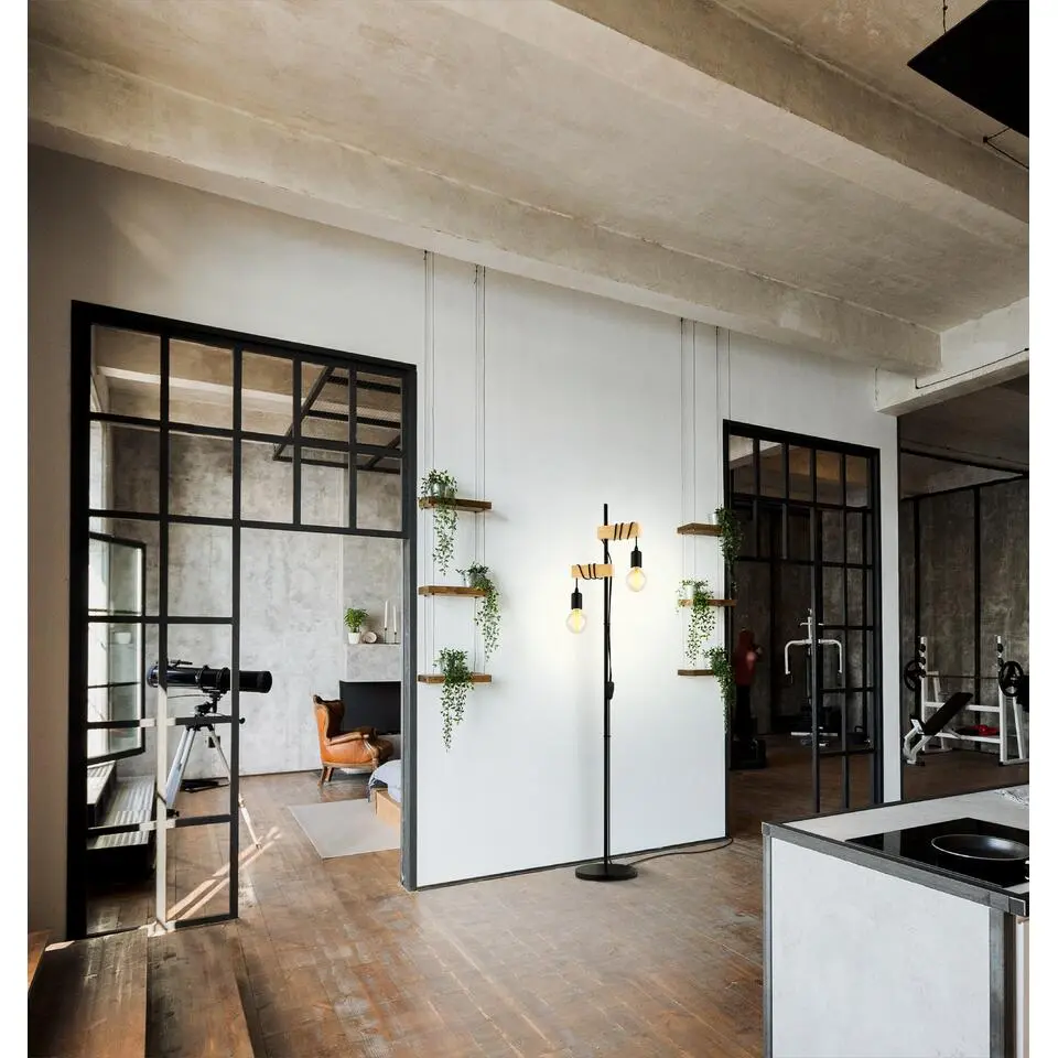 EGLO Townshend Vloerlamp - E27 - 20,5 cm - Zwart, Bruin