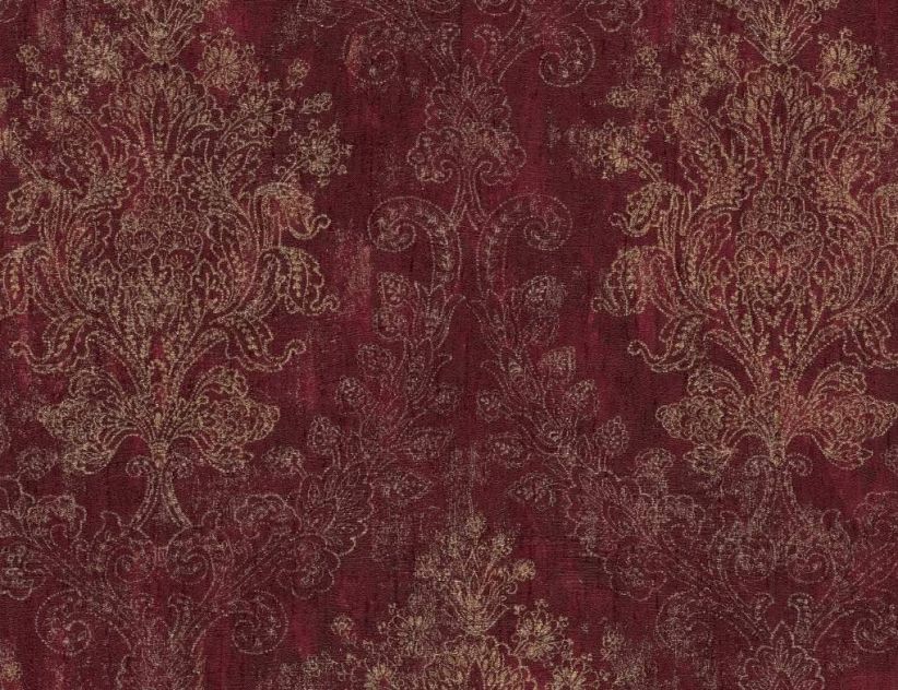 Vliestapete Ornament Bordeaux, Gold
