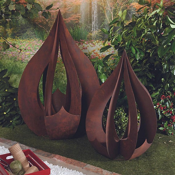 Déco jardin goutte métal rouillé - Rouille 120 cm
