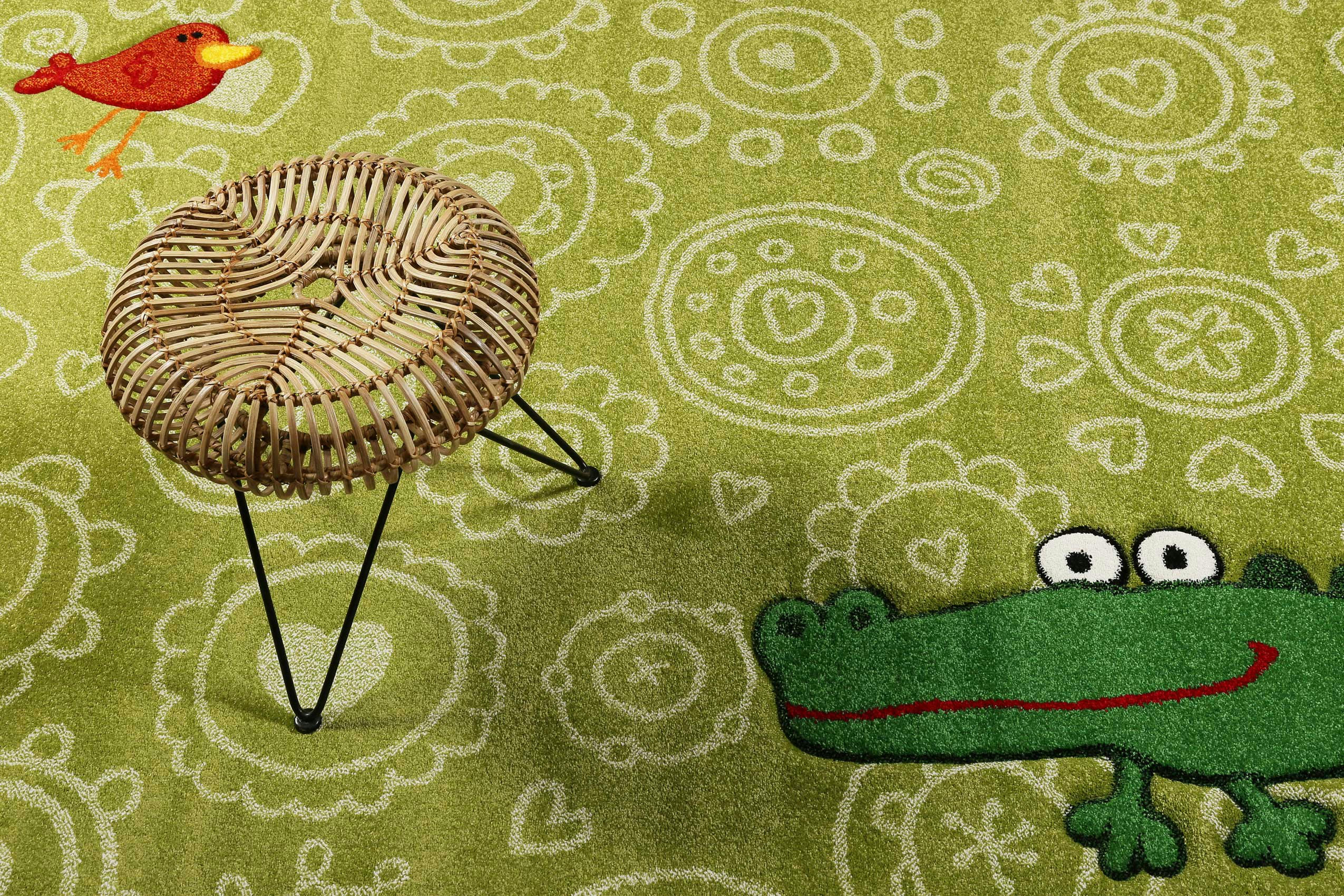 CROCODILE - Tapis enfant animal crocodile vert 120x170