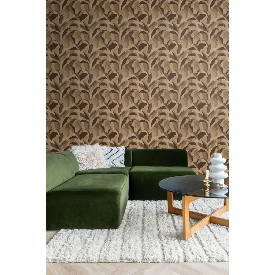 Origin Wallcoverings behang tropische bladeren bruin - 50 x 900 cm