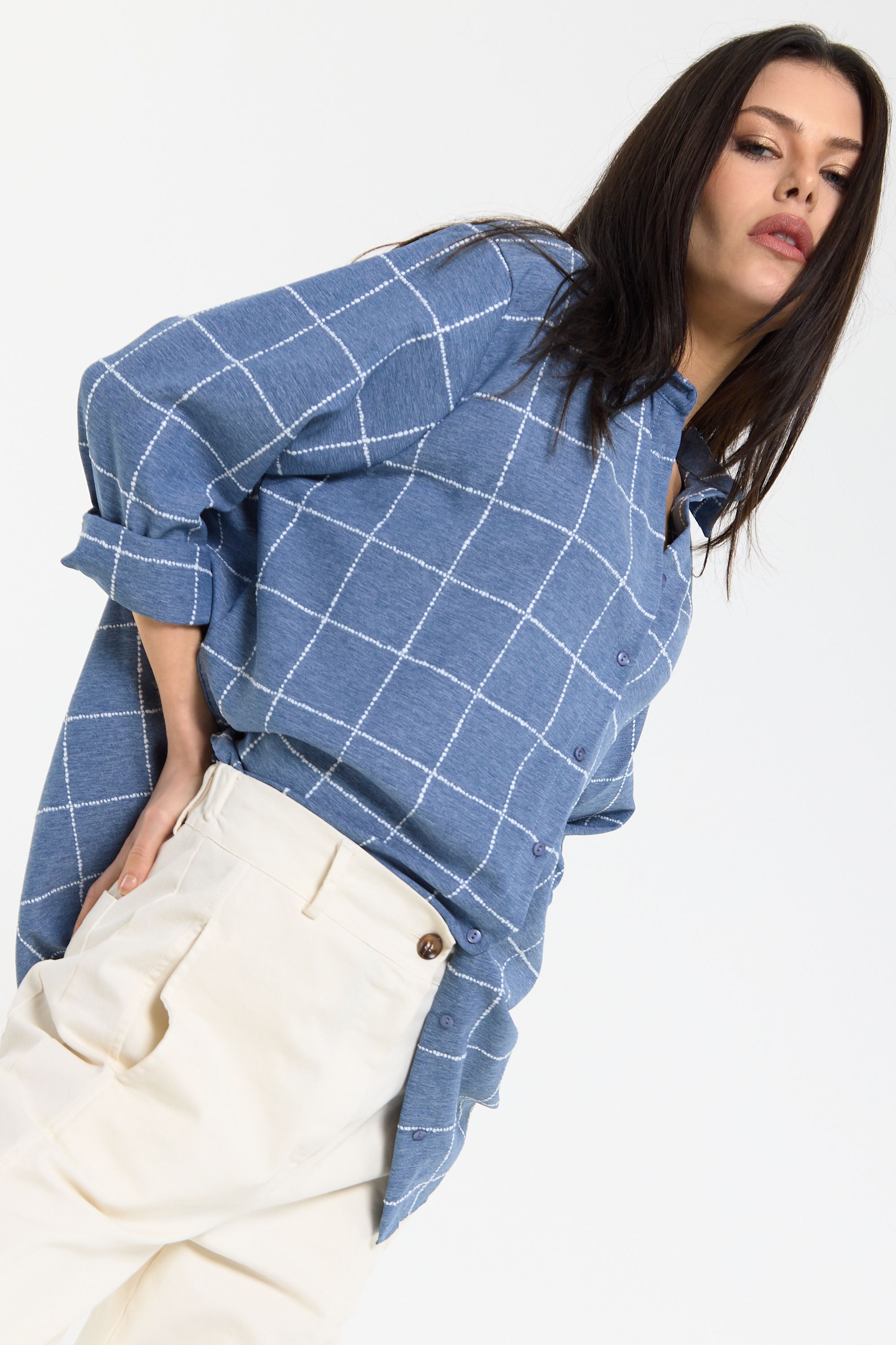 House of Holland Blue Check Relaxed Fit Shirt