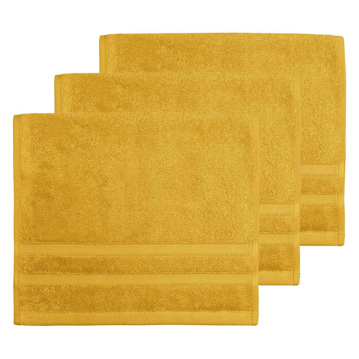 SENSILK - Lot de 3 serviettes invité 600 gr/m²  safran 30x50 cm