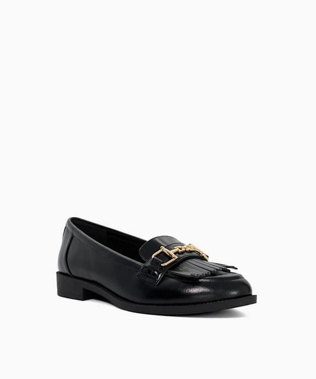 Galaktik Black - Leather Snaffle Trim Loafer