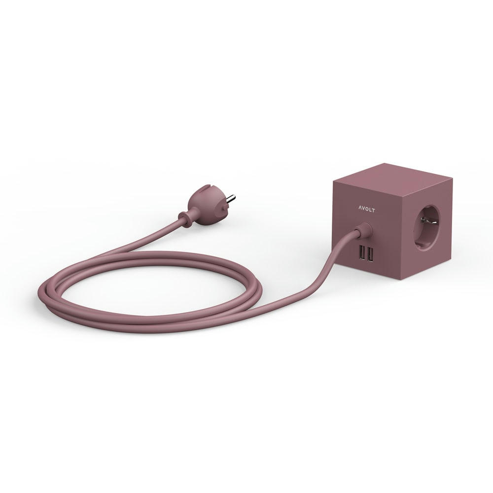 - Multiprise Square 1 avec USB-A/aimant et câble de 1,8 m Rusty Red