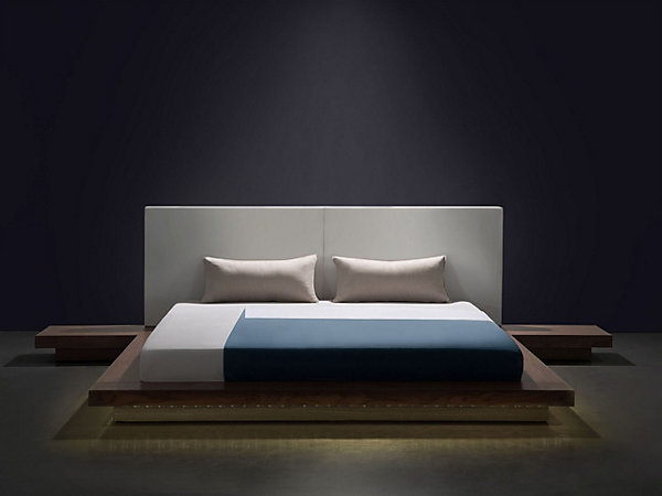 Lit avec LED ZEN 160 x 200 cm Frêne marron