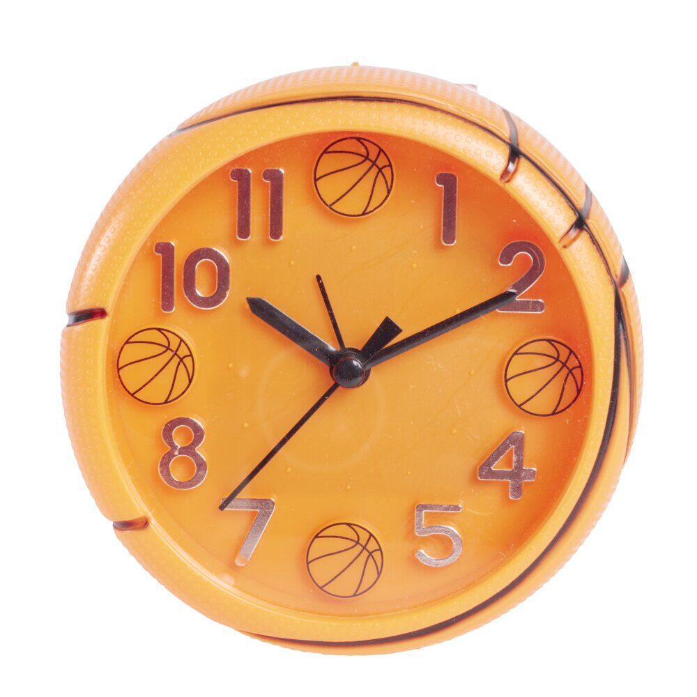 Réveil foot ou basket en plastique Ø11cm - 2 modèles