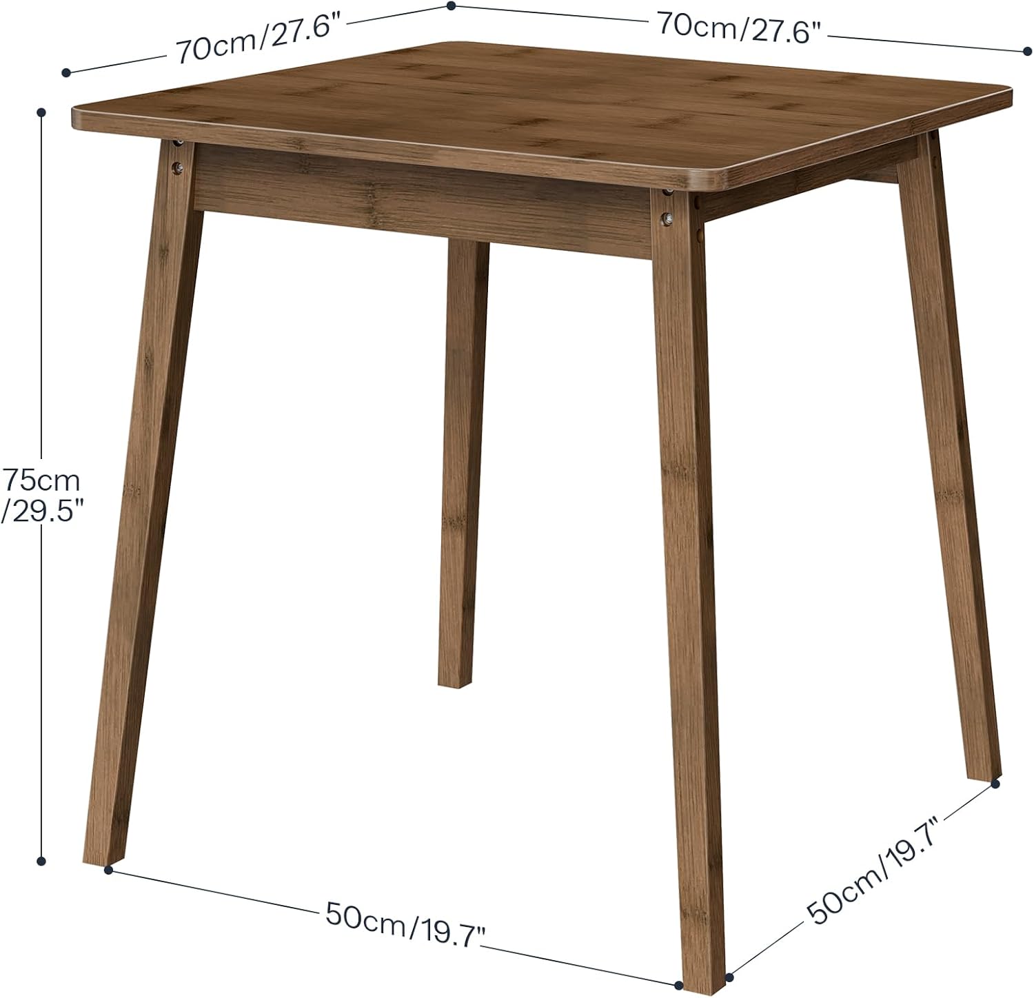 HOOBRO Bamboo Dining Table, Square Dining Table for 2, 27.6 Kitchen Table for Small Space, Writing Table, Easy to Assemble, for Dining Room, Living Room, Office, Kitchen, Apartment, Brown BR70CZ01G1