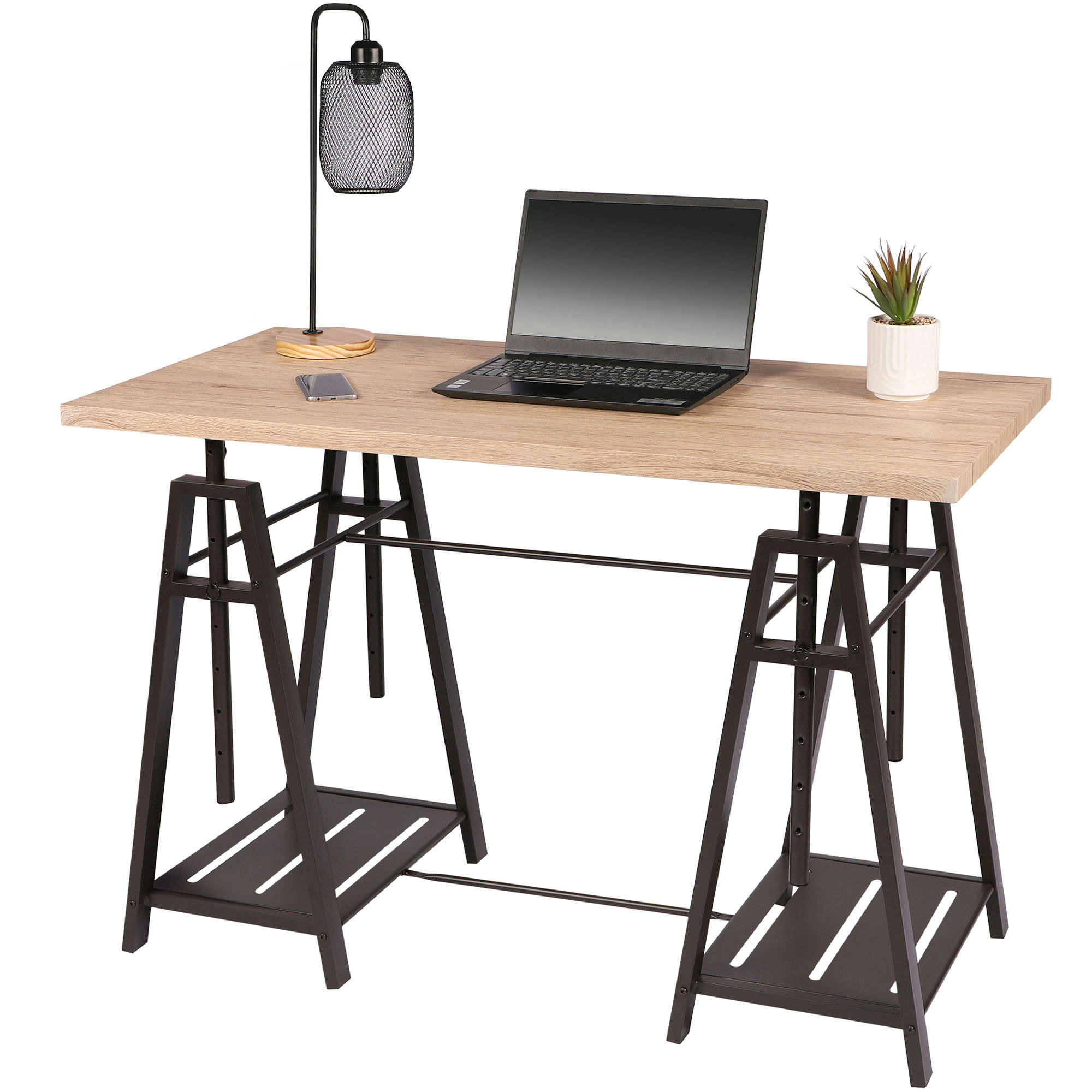DOCK - Bureau bois et métal noir Archi 120cm