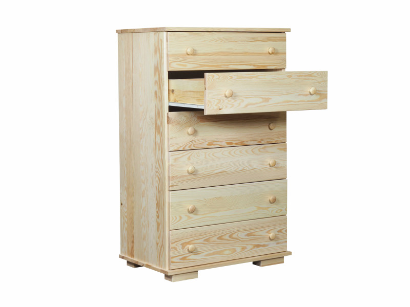 Komoda szafka 75 cm drewniana 6 szuflad Modern VI, sosnowa