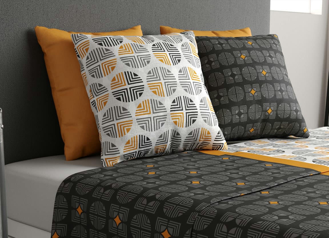 ARTURO - Parure de drap coton gris 180x290 cm