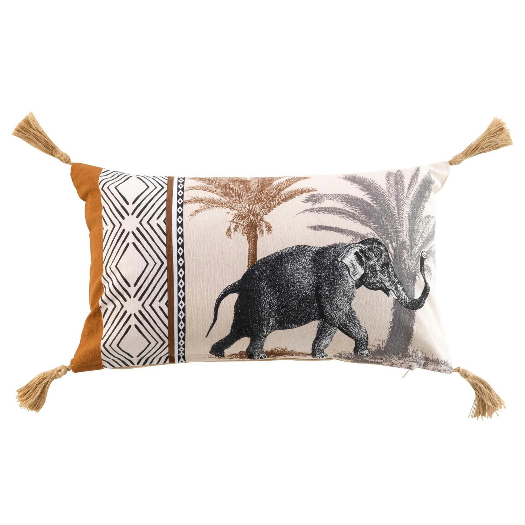- Coussin déhoussable esprit savane jute/coton naturel 30x50 cm