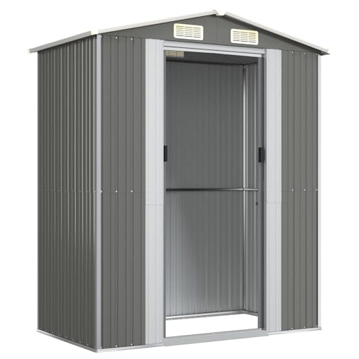 NNEVL Garden Shed Light Grey 192x108x223 cm Galvanised Steel