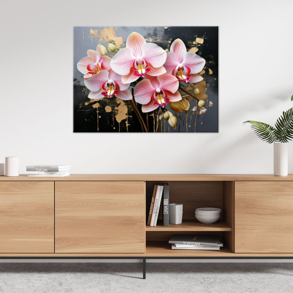 Feeby Obraz do salonu sypialni, Orchidea Storczyk Kwiaty różowe 60x40