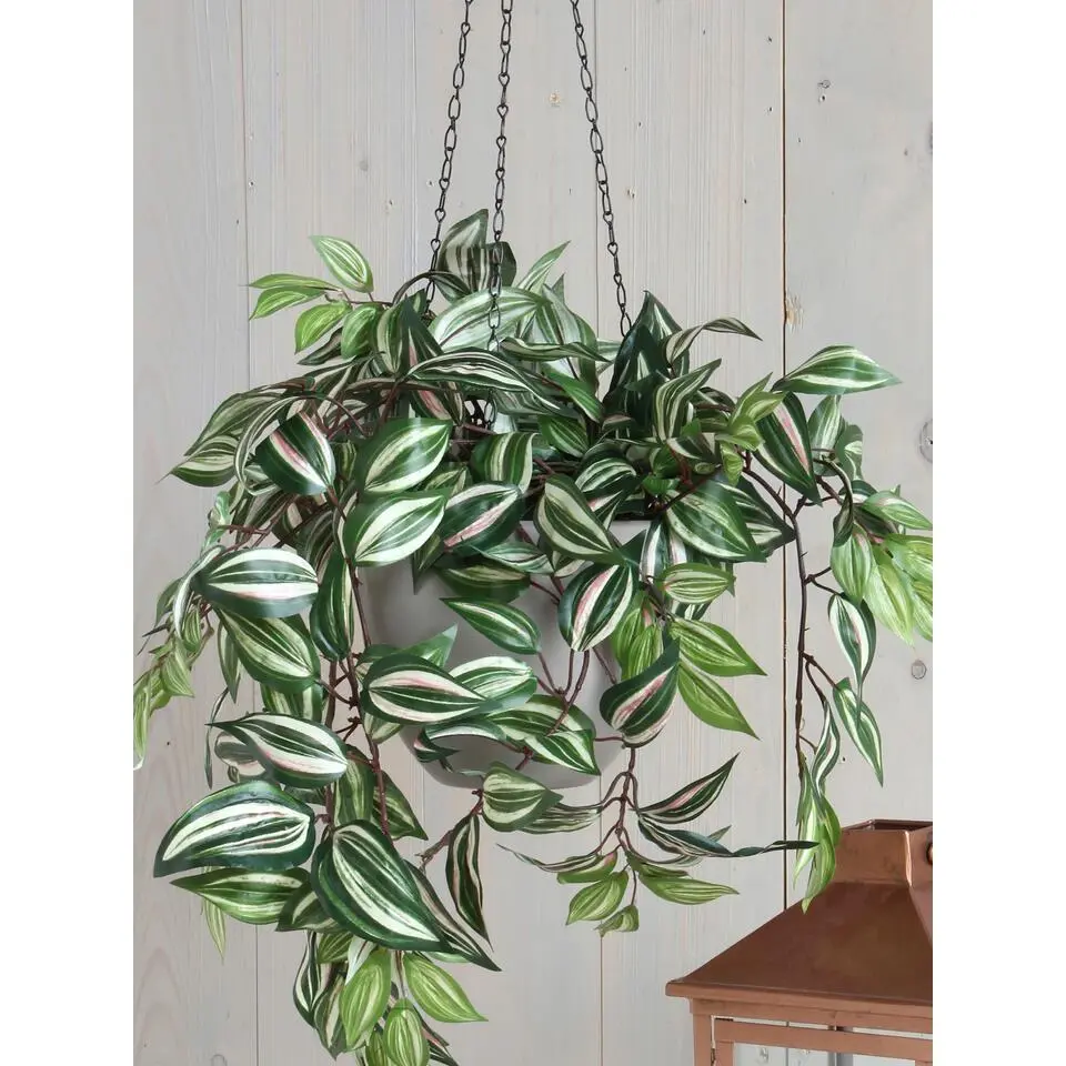 Mica Decorations Tradescantia Kunst Hangplant - H45 x &Oslash;25 cm - Groen