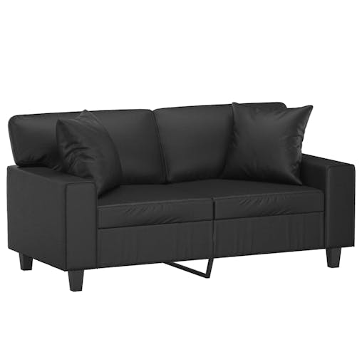 NNEVL 2-Seater Sofa with Throw Pillows Black 120 cm Faux Leather