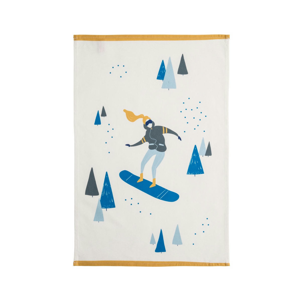 SNOWBOARDEUSE - Torchon imprimé en coton bleu moyen 50x75