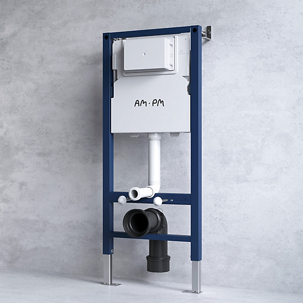 Pack WC suspendu bâti mural et cuvette Plaque Carrée Blanche , Pack WC Bati-support AM.PM Like