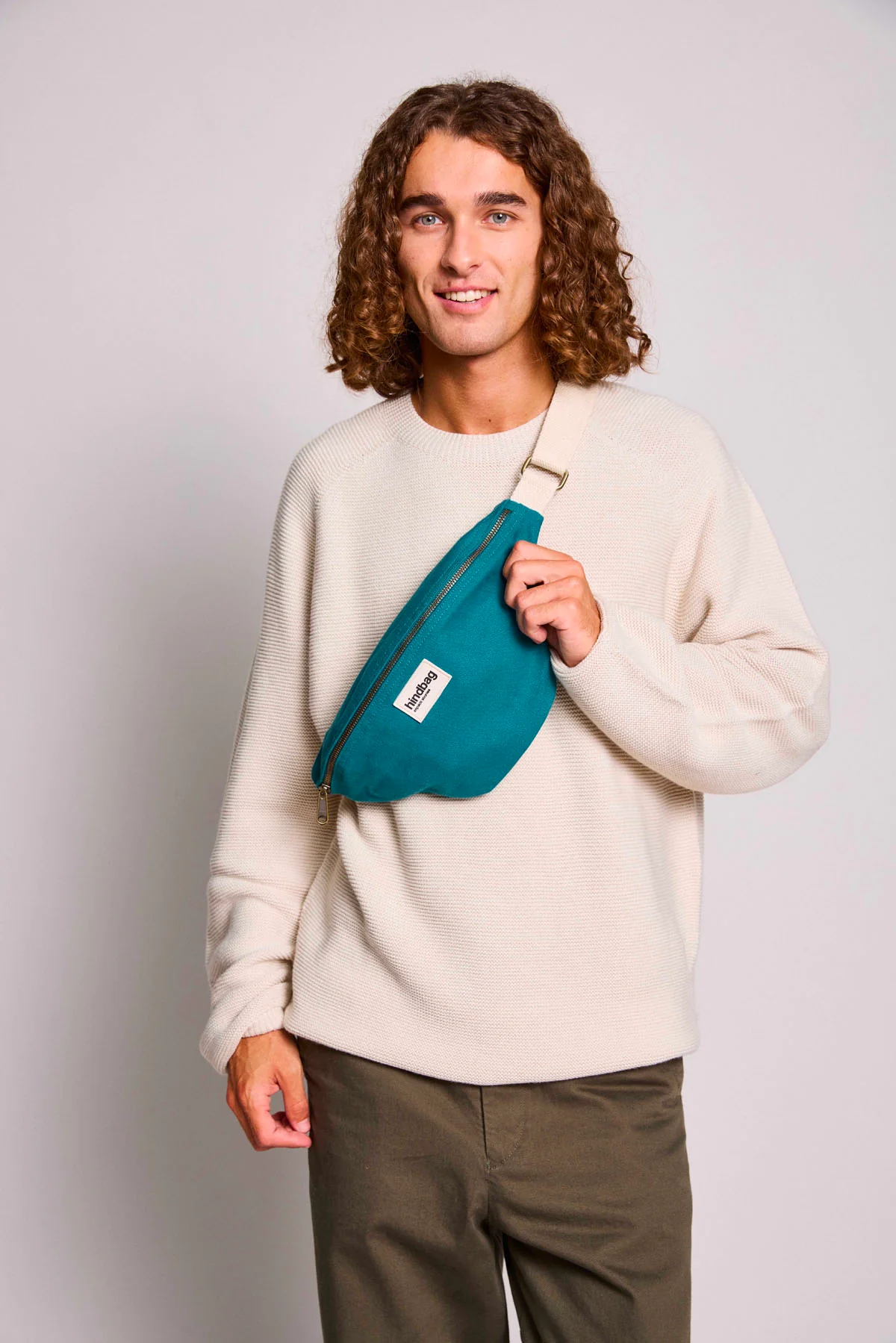 Sac banane Olivia Bleu paon