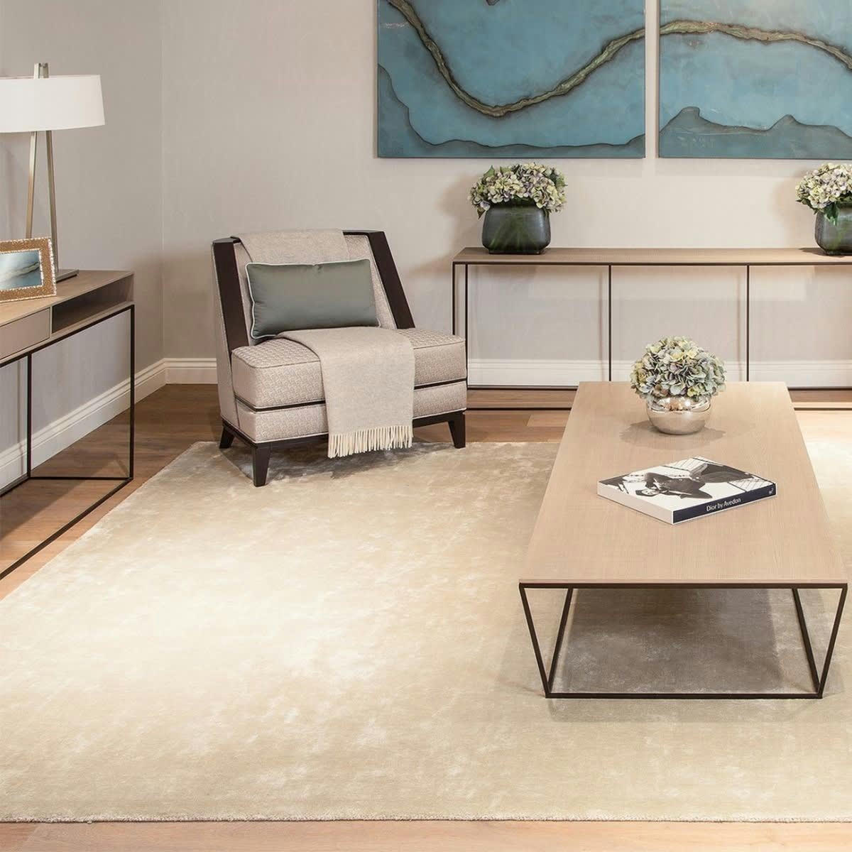 TITANE - Tapis luxe designer en Viscose Beige clair 200x300 cm