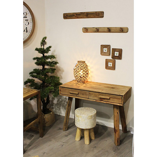 Console L. 100 cm en bois massif de pin recyclé 2 tiroirs - CHALET