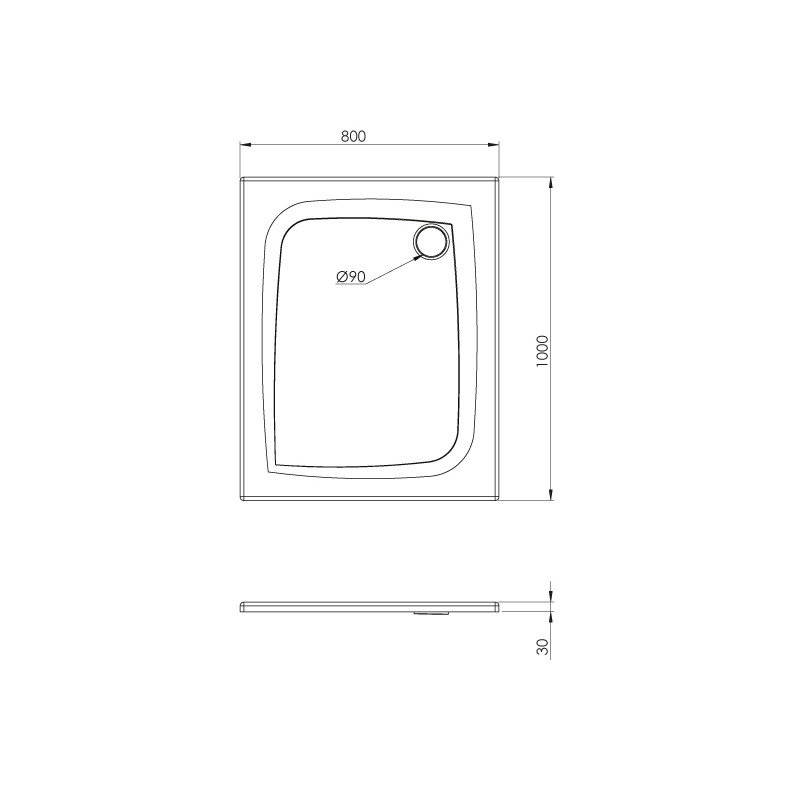 Receveur de douche Mooneo noir 100 x 80 cm ALLIBERT