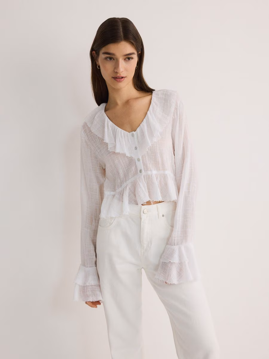 Cropped Blouse With Ruffle Details
