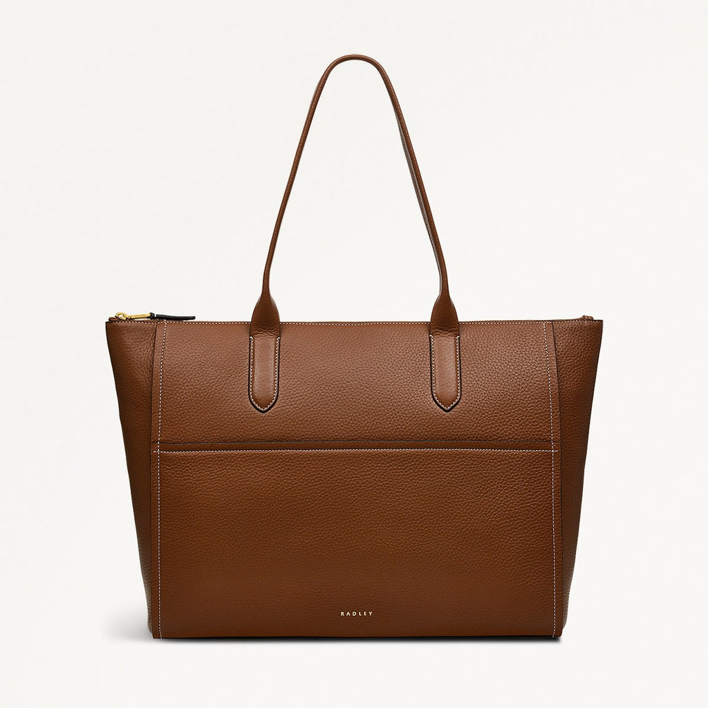 OAK STREET MEDIUM ZIPTOP TOTE SADDLE