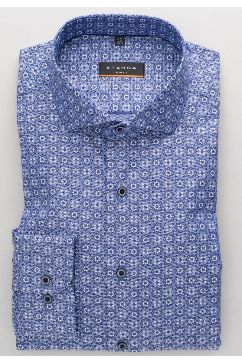 ETERNA Slim Fit Hemd jeansblau, Bedruckt (extra langer Arm)