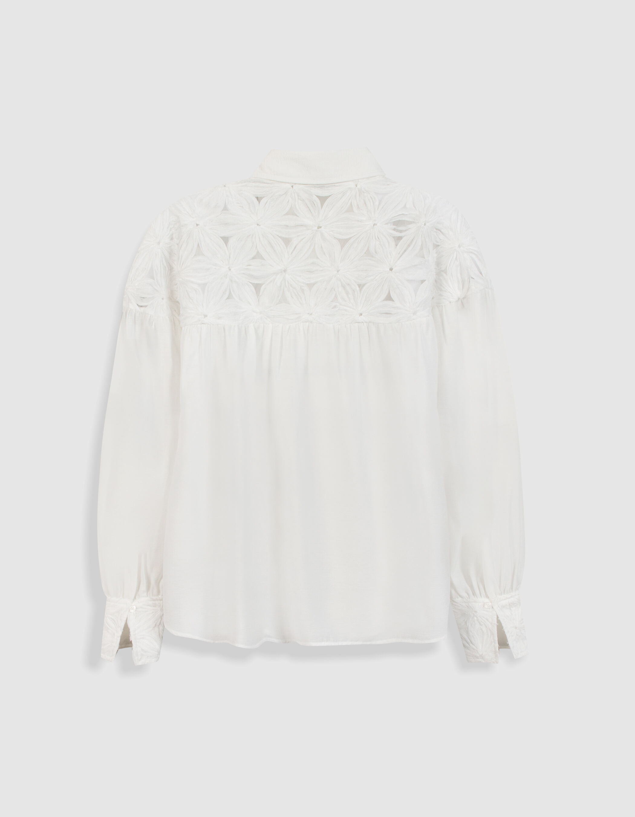 Chemise fluide blanche détails fleurs Femme