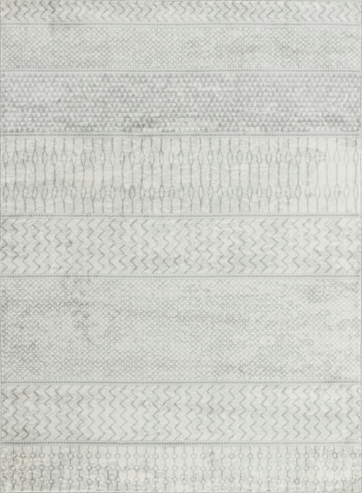 ADELE - Tapis Scandinave Bohème Gris/Ivoire 130x180