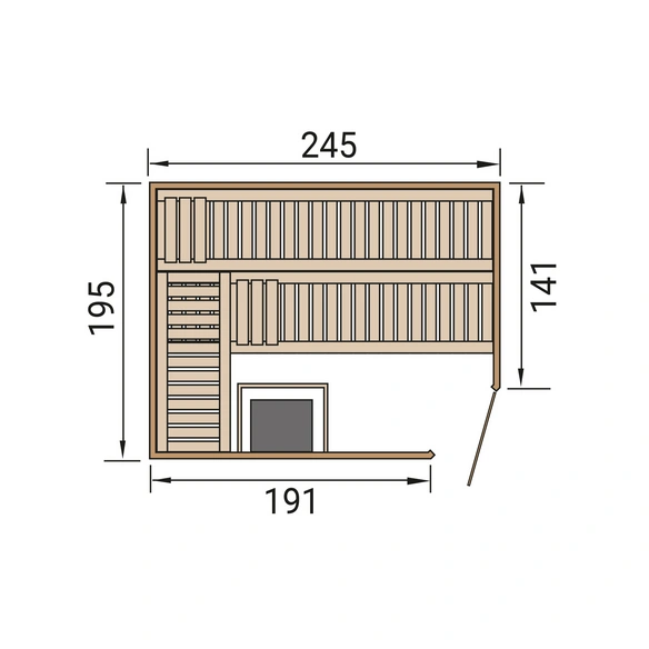 Massivholzsauna »TURKU 3«, 8 Personen, inkl. 9 kW Ofen mit externer Steuerung
