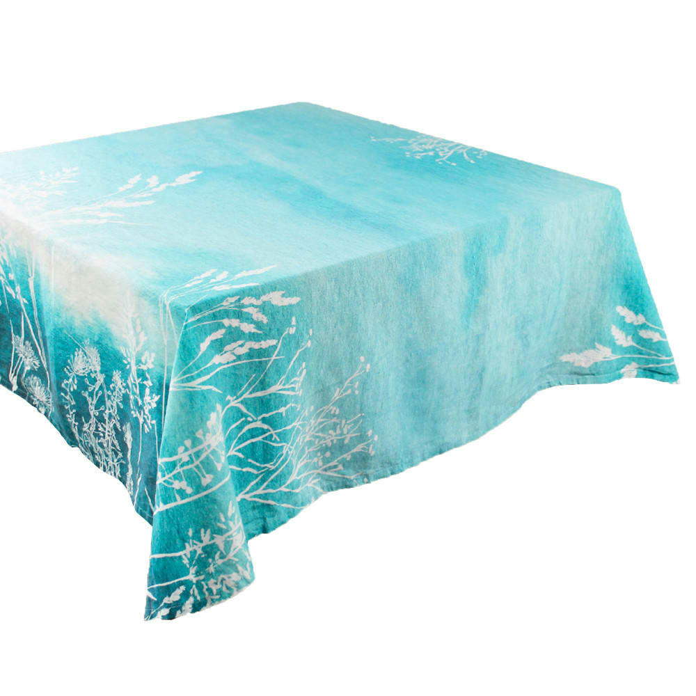 MILLE SILHOUETTES INDIGO - Nappe carrée  métis lin & coton bleu 115x115 cm