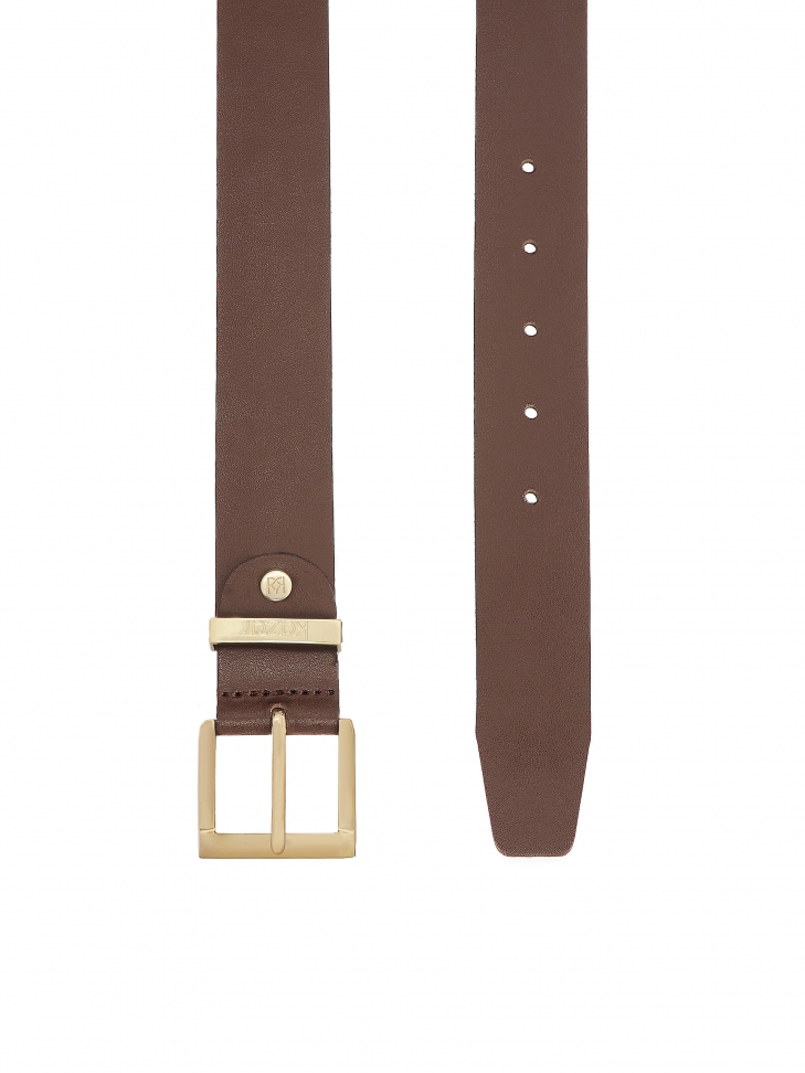 Classic dark brown belt with gold buckle