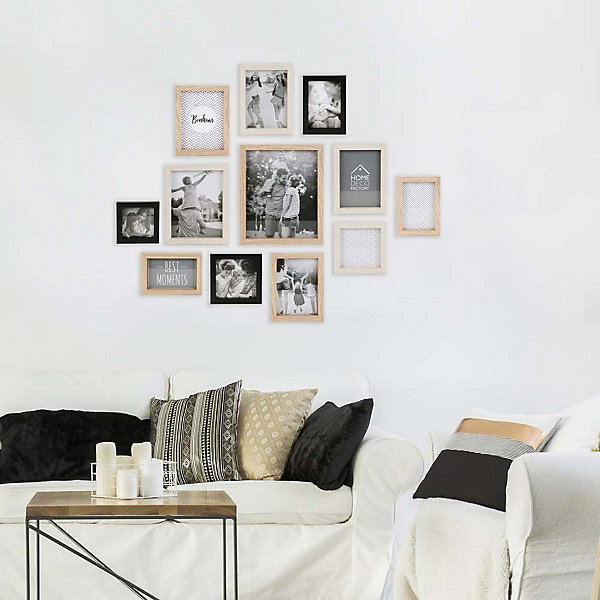 Cadres photos en bois Bonheur (Lot de 12)