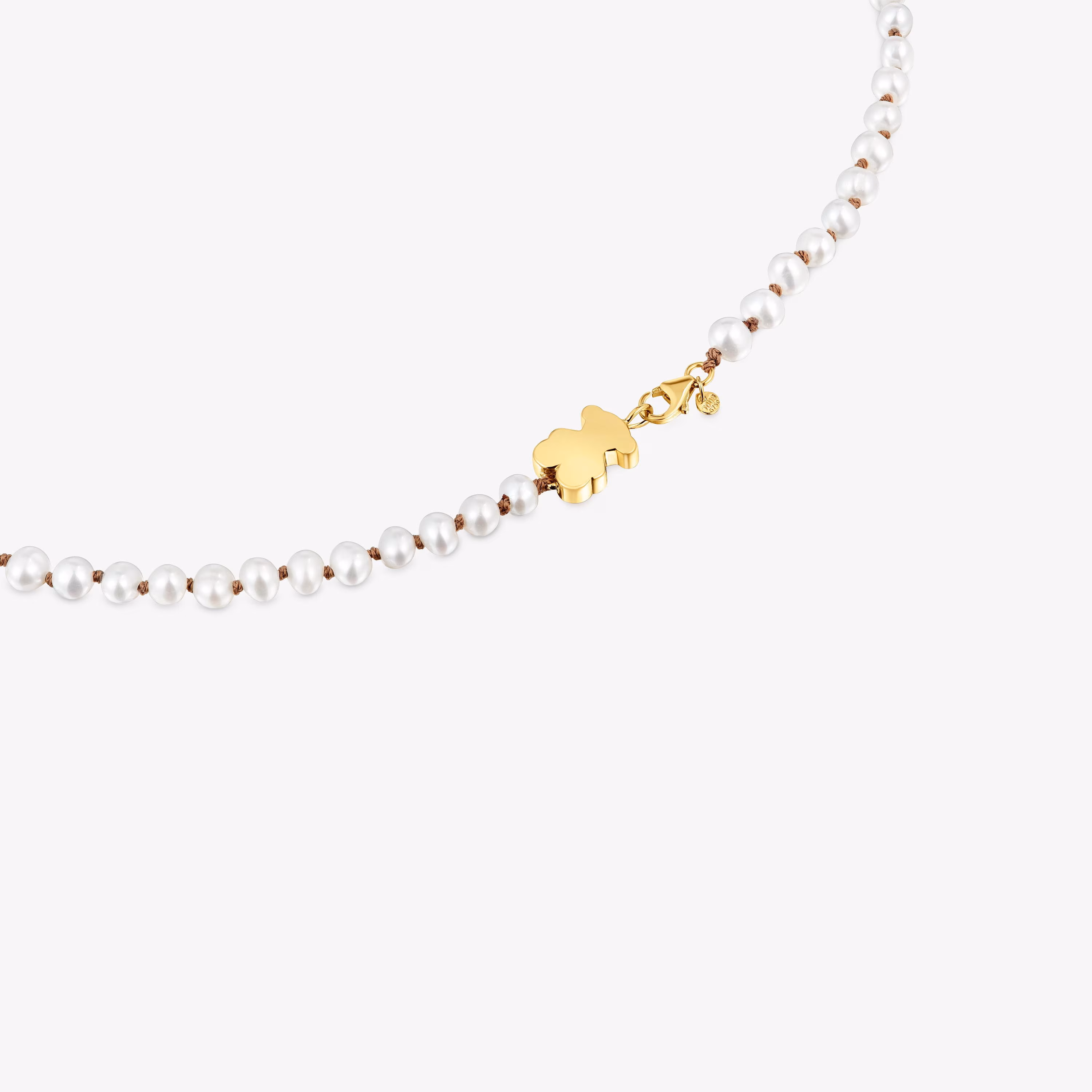 Collar corto con perlas cultivadas y motivo oso de oro 10 mm Sweet Dolls